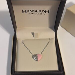 Petra Azar River Of Love Sterling Silver Pink Resin Diamond Heart Necklace